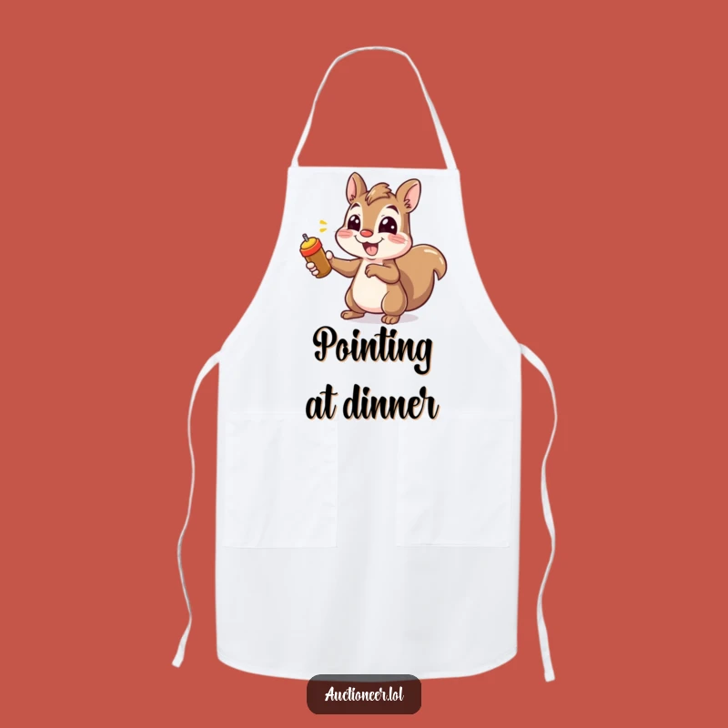 Funny Squirrel Pointing Apron: Cheerful Kitchen Helper, Hilarious Cooking Gear