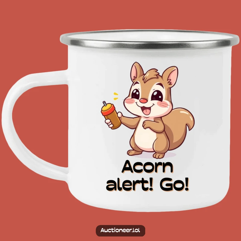 Funny Squirrel Pointing Camping Mug: Enthusiastic Outdoors, Hilarious Gift