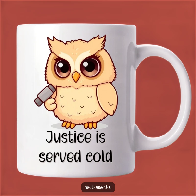Funny Owl Judge Mug: Fluffy Gavel Owl, Perfect Gift for Lawyers & Bird Lovers