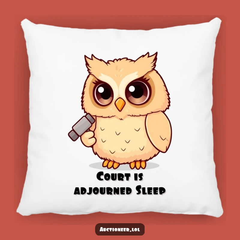 Funny Owl Judge Pillow: Cozy Fluffy Gavel Owl Cushion, Hilarious Decor