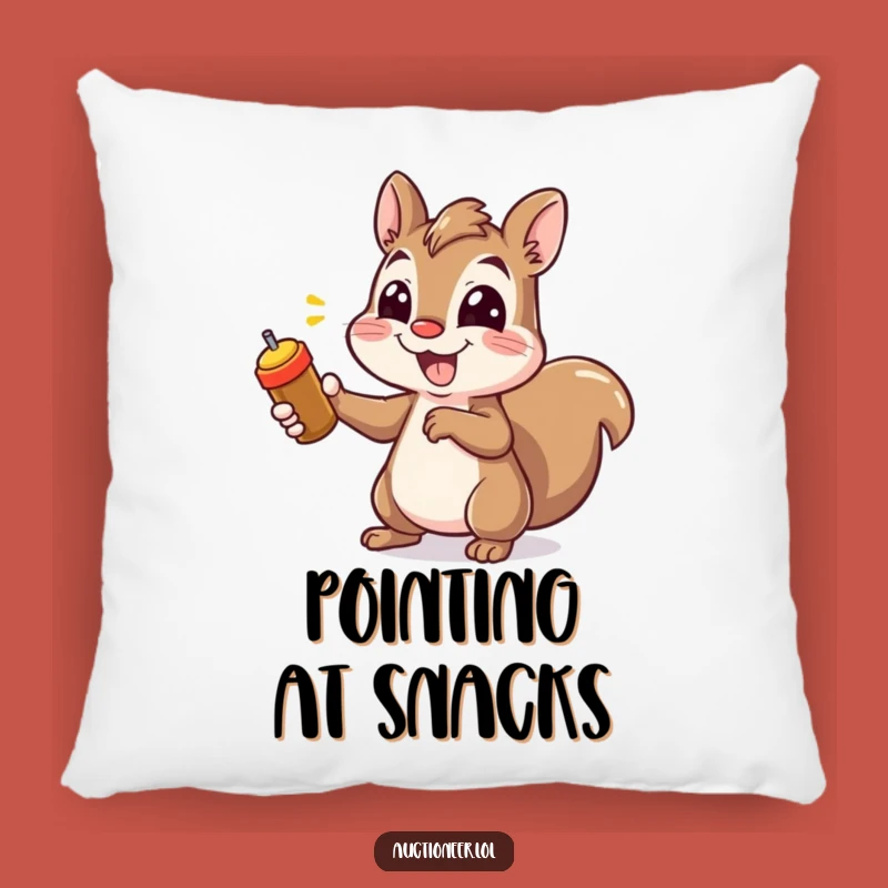Funny Squirrel Pointing Pillow: Soft & Cheerful Cushion, Hilarious Accent