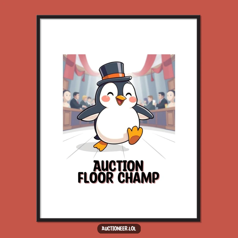 Funny Penguin Auction Digital Art: Elegant Collector's Piece for Your Walls