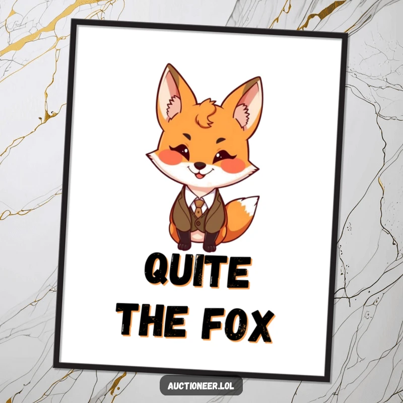 Funny Fox Vest Digital Art Print of a mischievous fox in a vest, offering instant humorous and witty wall decor.