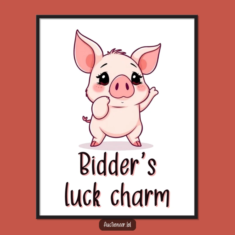 Funny Piglet Auction Poster: Hilarious Wall Art for the Determined Bidder Room