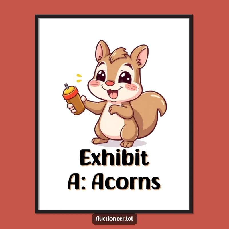 Funny Squirrel Pointing Poster: Cheerful Wall Art, Hilarious Decor Piece