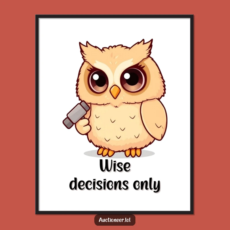 Funny Owl Judge Poster: Fluffy Gavel Owl Art, Hilarious Room Decor