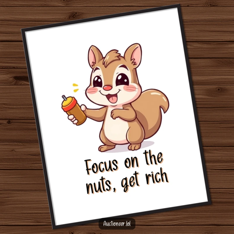 Funny Free Printable Wall Art: A smiling squirrel with a wide grin eagerly points, bringing a dynamic and cheerful energy to your decor.