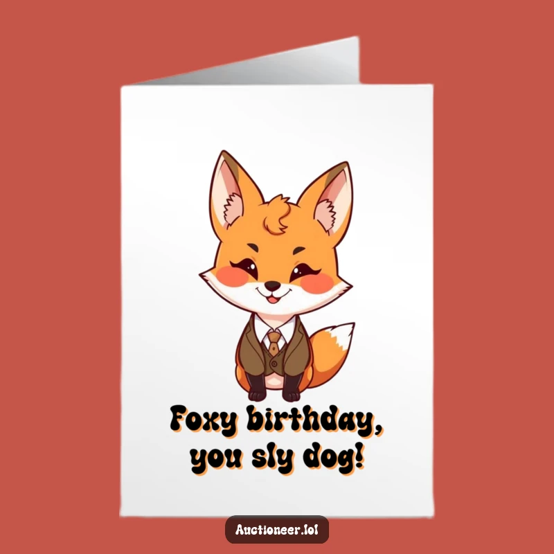Free Printable Fox Birthday Card - Sly DIY E-Card Downloadable Charm