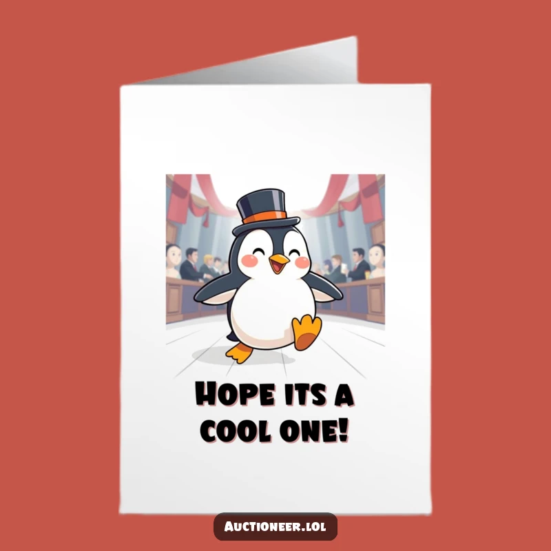 Free Printable Penguin Auction Birthday Card - Fun Downloadable Present for All Ages