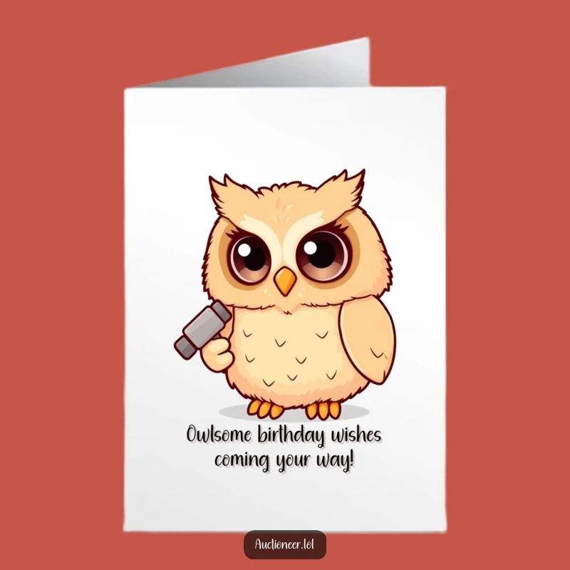 Free Printable Funny Owl Gavel Birthday Card - DIY E-Card Downloadable Gift