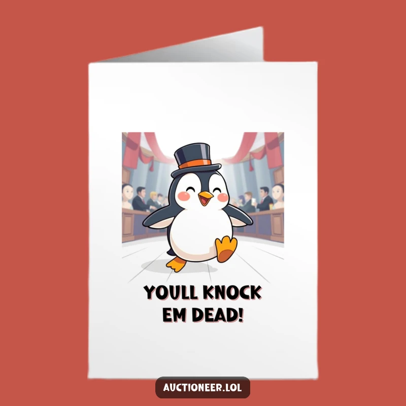 Free Printable Penguin Auction Champ Card - Hilarious Downloadable Congrats Gift