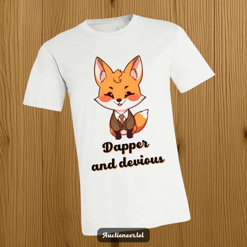 Funny Fox Vest T-Shirt featuring a sly fox in a tiny vest with a mischievous grin, perfect for humor lovers.